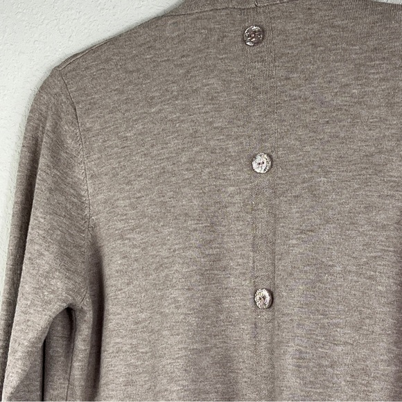 Vila Milano waterfall collar open front long sleeve cardigan beige size L - Picture 4 of 6